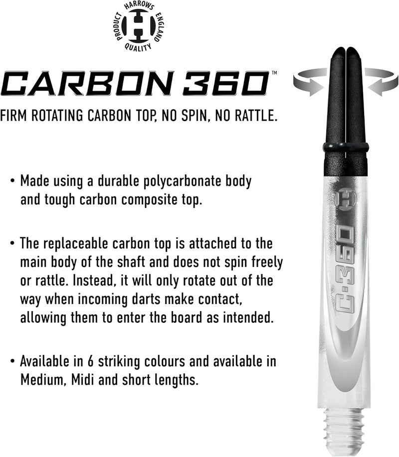Harrows Carbon 360 Clear Shafts, Increased Aerodynamic Flow, Dart Shafts, 3 Shafts per Pack, 3 Packs Included (9 Shafts in Total) … - Image 2